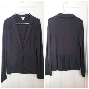 Caslon Grey Knit Peplum Blazer large